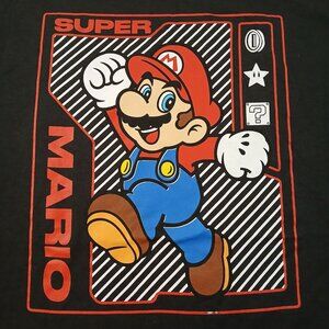 Super Mario Mens Graphic T-Shirt Black Size Large